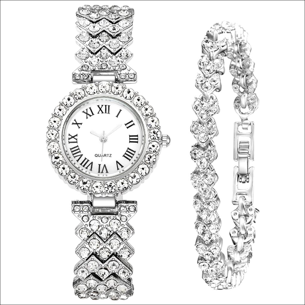 Ladies Diamond Dial Quartz Watch Stainless Steel Bracelet Dress Fashion